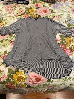 Threadz, Australian brand, Black & White Striped Wrap-Front Tunic